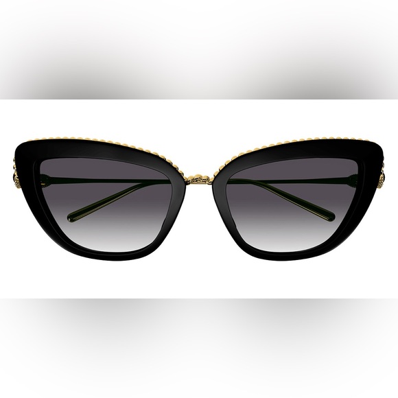 Boucheron NWT Embellished Cat Eye Sunglasses BC0140S 001 Black/Gold - Picture 2 of 12